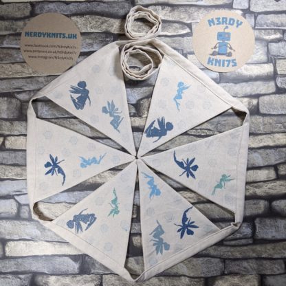 Winter fairy bunting with blue/silver snowflakes