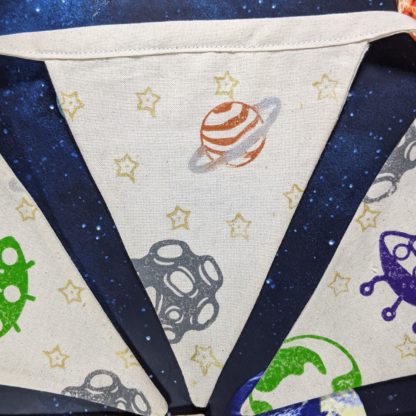 Space Aliens Bunting Planets Close Up