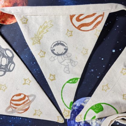Space Astronauts and Rockets Bunting Astronaut Close Up