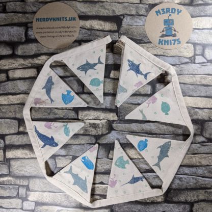 Sea life Bunting with Sharks, Whales and Dolphins